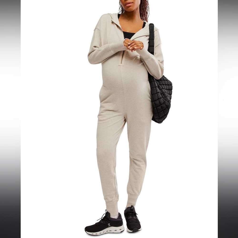 FP Movement by Free People Stone Hooded Maternity Jumpsuit
